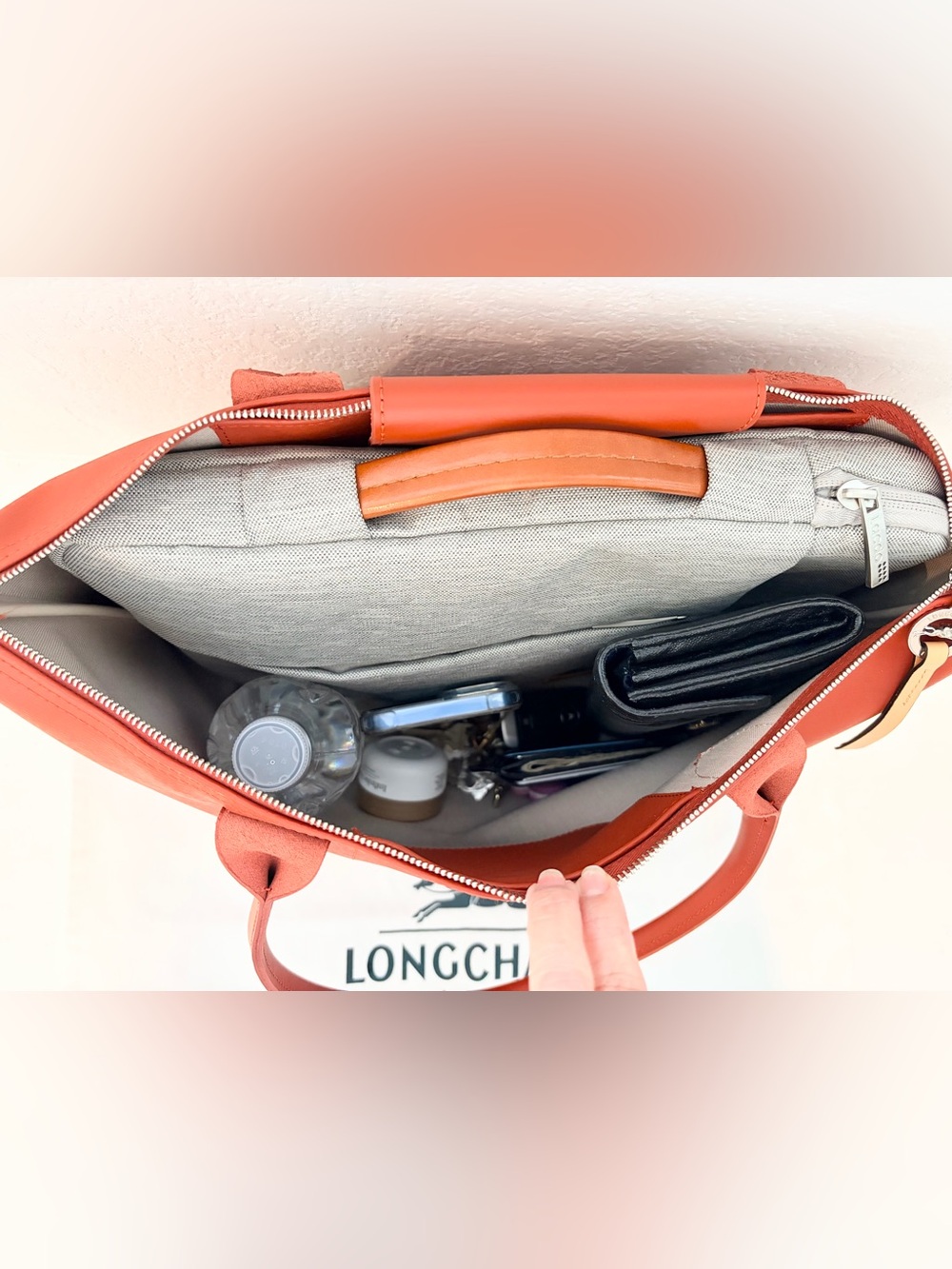 Authentic Longchamp Le Pliage City Medium Tote in Rust - Picture 7 of 15
